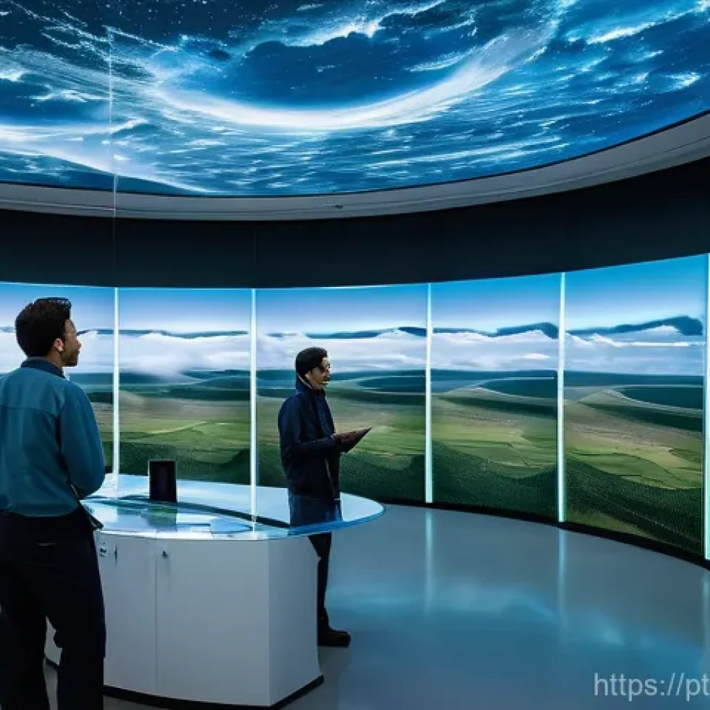 기상조절 기술의 안전성 확보 방안 - **Prompt:** A group of diverse scientists, dressed in modern, functional workwear, are in a highly a...