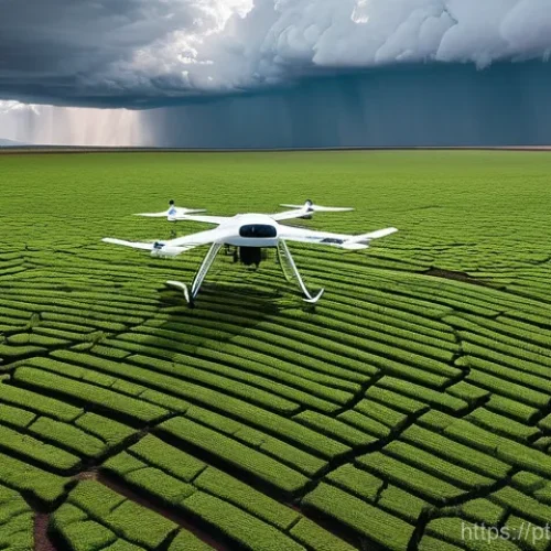 기상조절 기술의 글로벌 트렌드 분석 - **Prompt 1: Cloud Seeding for Arid Land Rejuvenation**
    "A wide-angle, cinematic shot depicting a...