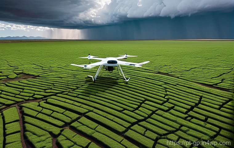 기상조절 기술의 글로벌 트렌드 분석 - **Prompt 1: Cloud Seeding for Arid Land Rejuvenation**
    "A wide-angle, cinematic shot depicting a...